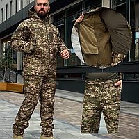 Армійський костюм тактичний зимовий soft shell хижак на флісі, військовий костюм теплий