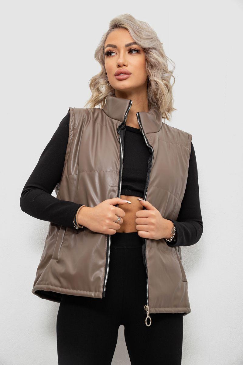 Жилет жіночий демісезонний екошкіра, колір коричневий, 257R65-2, фото 1