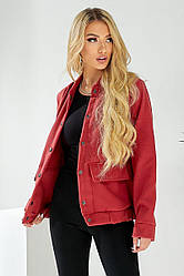 Бомбер жіночий штучний кашемір, колір темно-кораловий, 257R325 M-L