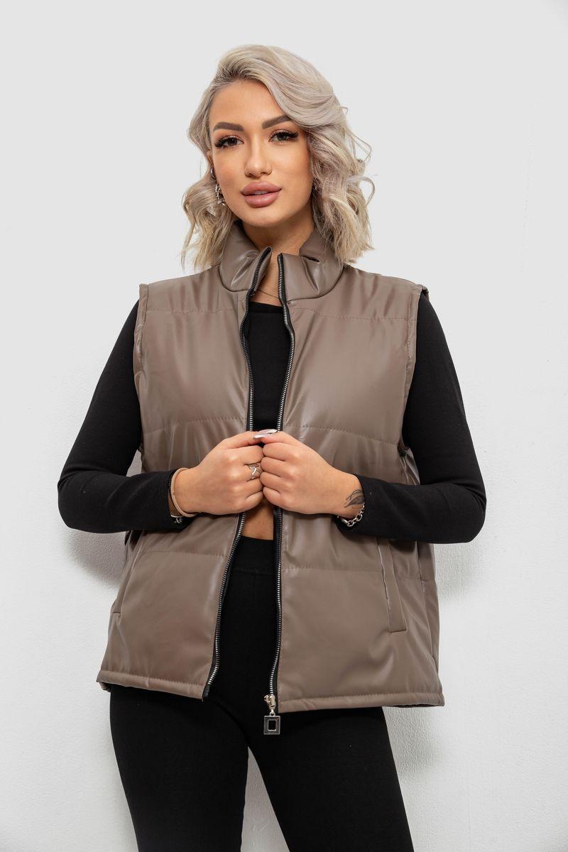 Жилет жіночий демісезонний екошкіра, колір коричневий, 257R65-1, фото 1