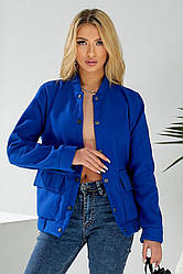 Бомбер жіночий штучний кашемір, колір електрик, 257R325