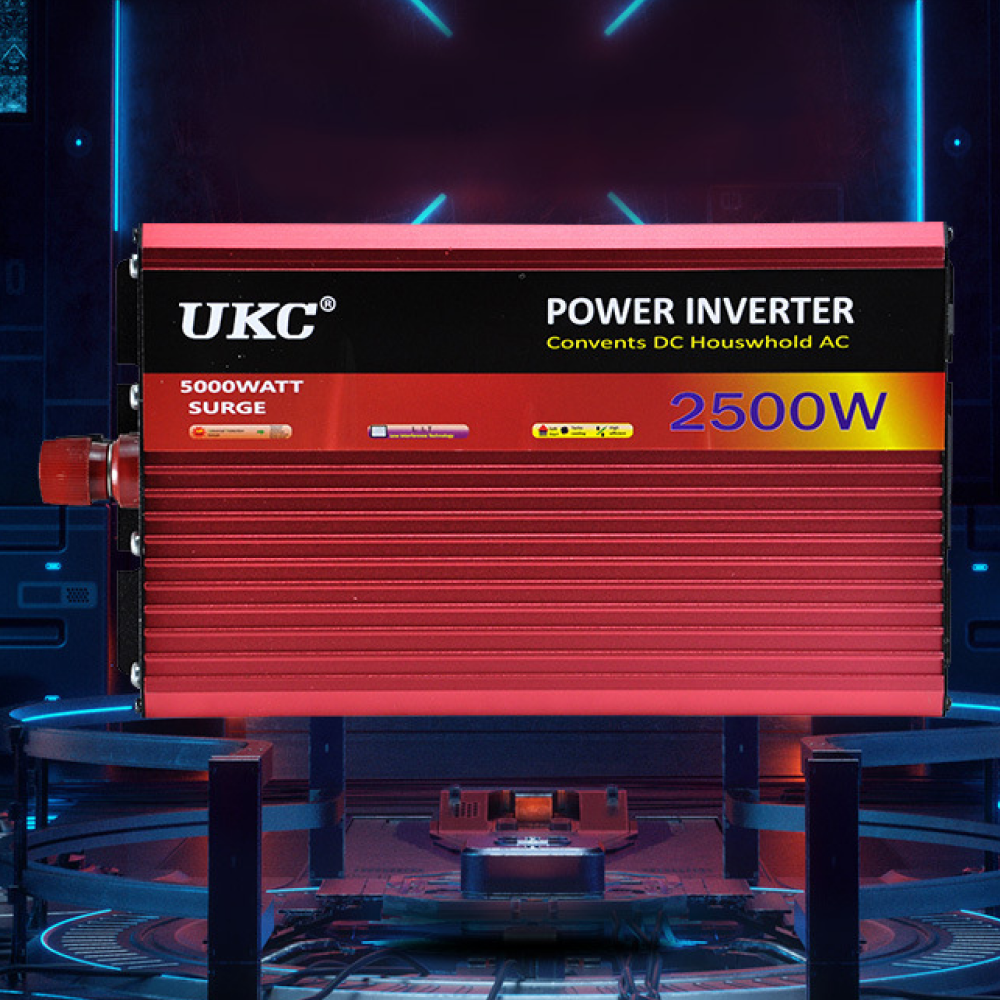 Автомобільний інвертор 2500Вт 12В AC/DC для підключення побутових приладів у поїздках та кемпінгах, фото 1