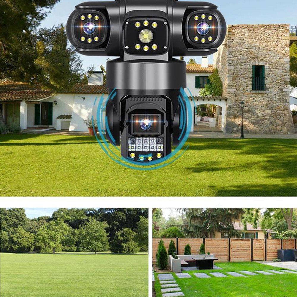 4G камера відеоспостереження з потрійним об'єктивом для вуличного спостереження з поворотним механізмом, фото 1