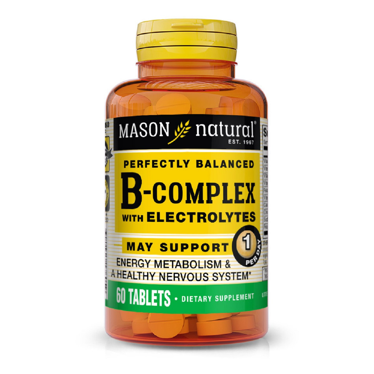 B-комплекс з електролітами, B-Complex With Electrolytes, Mason Natural, 60 таблеток, фото 1