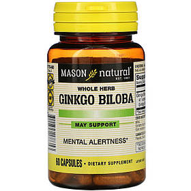 Гінкго білоба, Ginkgo Biloba, Mason Natural, 60 капсул