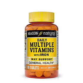 Мультивітаміни із залізом на кожен день, Daily Multiple Vitamins With Iron, Mason Natural, 100 таблеток