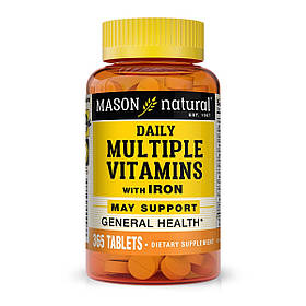 Мультивітаміни із залізом на кожен день, Daily Multiple Vitamins With Iron, Mason Natural, 365 таблеток