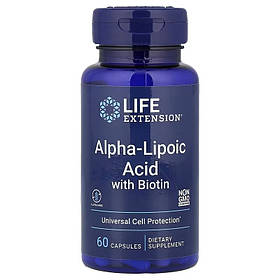 Альфа-ліпоєва кислота з біотином, 250 мг, Alpha-Lipoic Acid with Biotin, Life Extension, 60 капсул