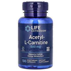 Ацетил L-карнітин, 500 мг, Acetyl-L-Carnitine, Life Extension, 100 вегетаріанських капсул