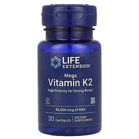 Вітамін К2, 45 мг, Mega Vitamin K2, Life Extension, 30 капсул