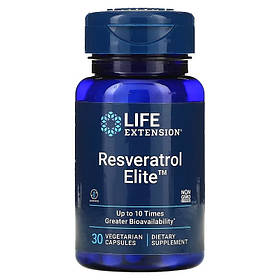 Ресвератрол, Resveratrol Elite, Life Extension, 30 вегетаріанських капсул