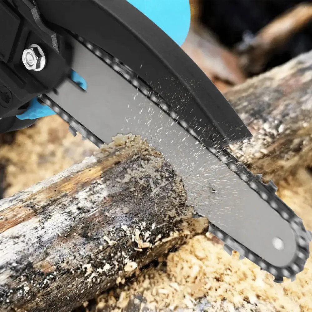 Акумуляторна ланцюгова пилка 8 дюймів з двома акумуляторами для садових робіт та розпилу деревини, фото 1