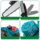 Акумуляторна ланцюгова пилка 8 дюймів з двома акумуляторами для садових робіт та розпилу деревини, фото 7