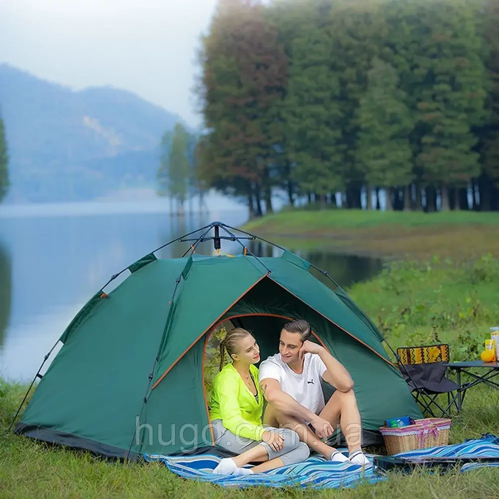 Автоматичний намет G-Tent 4 місний для кемпінгу з москітною сіткою та водовідштовхувальним просоченням, фото 1