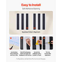 Самоклеючі шпалери VEVOR, 45 см x 15 м, настінні шпалери, клейка плівка з чорно-білими смужками, водонепроникні, меблева плівка,