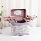 Косметичка органайзер із дзеркалом для жінок фіолетова дорожня для зберігання косметики, фото 3