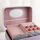 Косметичка органайзер із дзеркалом для жінок фіолетова дорожня для зберігання косметики, фото 5