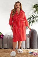 Халат жіночий домашній в горошок, колір червоно-білий, 257R334