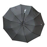 Парасолька жіноча напівавтомат Bellissimo M531 на 10 карбонових спиць Чорний з сірою облямівкою смужкою, фото 4