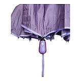 Парасолька жіноча напівавтомат Bellissimo M531 на 10 карбонових спиць Фіолетова з бузковою облямівкою смужкою, фото 5