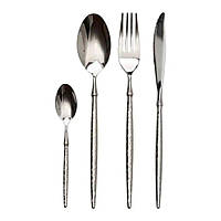 Набір столових приборів золото на 6 персон 24 предмети ложки, виделки, ножі Срібло HP-20-14