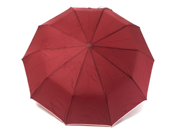 Парасолька жіноча напівавтомат Bellissimo M531 на 10 карбонових спиць Червона з рожевою облямівкою смужкою, фото 1