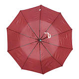Парасолька жіноча напівавтомат Bellissimo M531 на 10 карбонових спиць Червона з рожевою облямівкою смужкою, фото 3