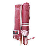 Парасолька жіноча напівавтомат Bellissimo M531 на 10 карбонових спиць Червона з рожевою облямівкою смужкою, фото 4