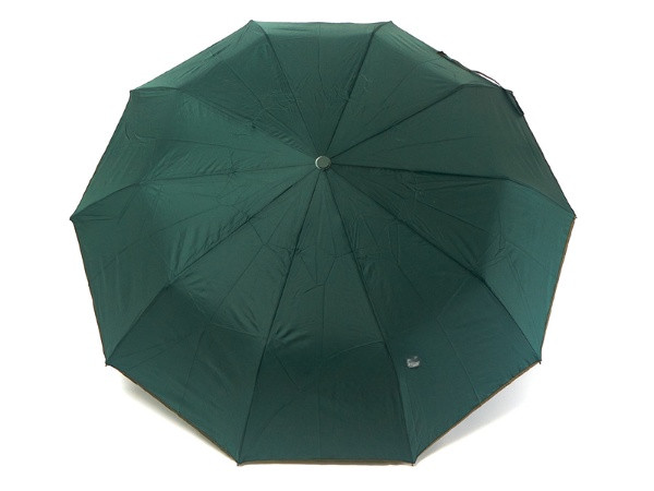 Парасолька напівавтомат Bellissimo M531 на 10 карбонових спиць Зелена з коричневою облямівкою смужкою, фото 1