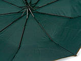 Парасолька напівавтомат Bellissimo M531 на 10 карбонових спиць Зелена з коричневою облямівкою смужкою, фото 3