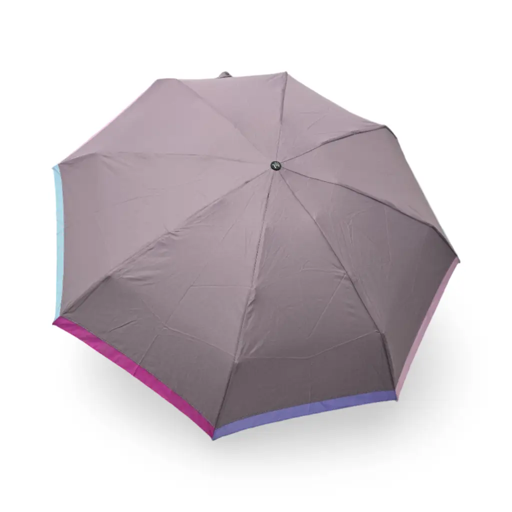 Жіноча міні-парасолька автомат 4 складання Frei Regen fcs6004 23 см Фрезова з райдужною облямівкою смужкою в коробці, фото 1