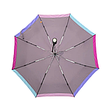 Жіноча міні-парасолька автомат 4 складання Frei Regen fcs6004 23 см Фрезова з райдужною облямівкою смужкою в коробці, фото 2