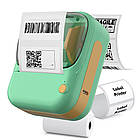 Портативний принтер B-3 термопринтер для наклейок етикеток та QR-кодів зелений компактний, фото 3