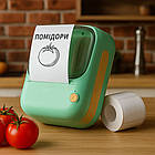 Портативний принтер B-3 термопринтер для наклейок етикеток та QR-кодів зелений компактний, фото 5