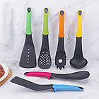 Набір кухонного приладдя Kitchen Cutlery Set 6 предметів для готування та сервірування з силікону на підставці, фото 5