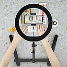 Світлодіодна кільцева лампа 26 см з USB для селфі та відеозйомки з утримувачем телефону, фото 3