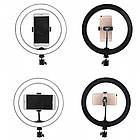 Світлодіодна кільцева лампа 26 см з USB для селфі та відеозйомки з утримувачем телефону, фото 5