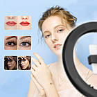 Світлодіодна кільцева лампа 26 см з USB для селфі та відеозйомки з утримувачем телефону, фото 6