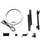 Світлодіодна кільцева лампа 26 см з USB для селфі та відеозйомки з утримувачем телефону, фото 9