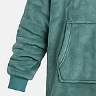 Оверсайз плед-халат Huggle Hoodie з капюшоном для дому теплий затишний та м'який 100х80 см зелений, фото 6