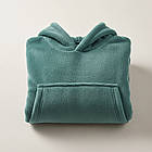 Оверсайз плед-халат Huggle Hoodie з капюшоном для дому теплий затишний та м'який 100х80 см зелений, фото 9