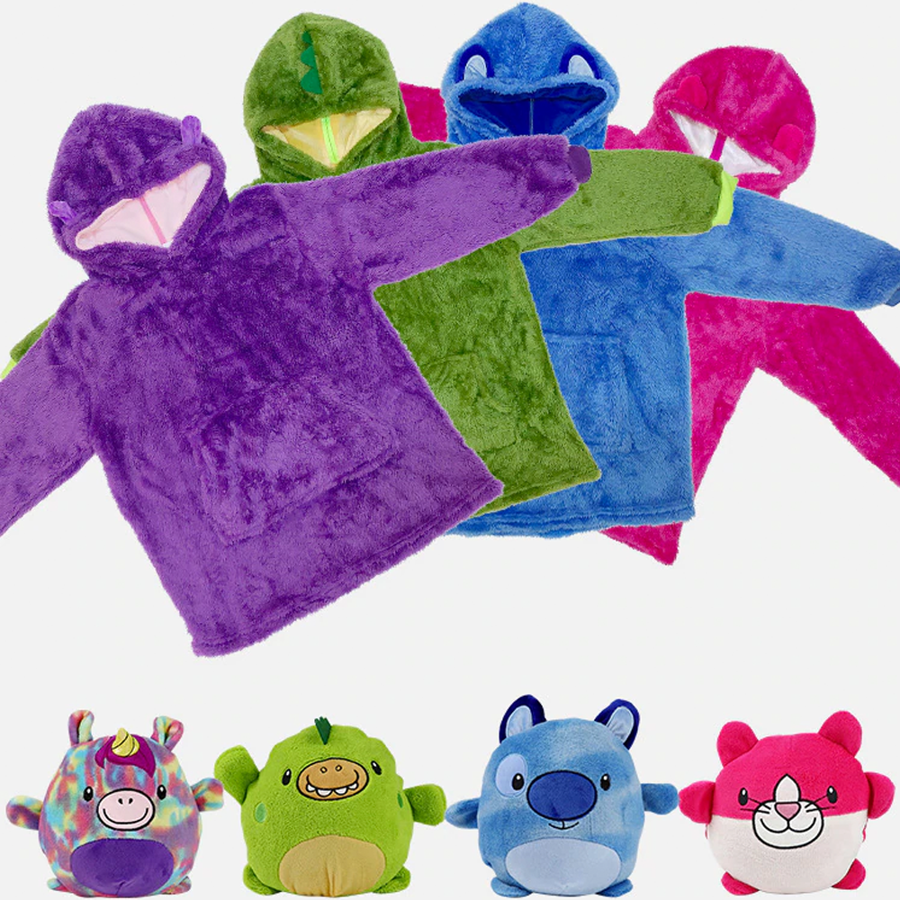 Дитяча толстовка плед Huggle Hoodie з капюшоном для дівчаток та хлопчиків до 140 см для дому та поїздок, фото 1