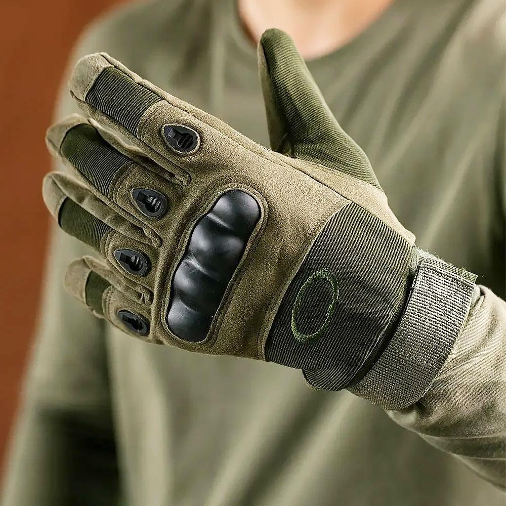 Тактичні рукавички повнопалі із захистом для полювання риболовлі активного відпочинку М зелені, фото 1