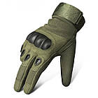 Тактичні рукавички повнопалі із захистом для полювання риболовлі активного відпочинку М зелені, фото 3
