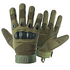 Тактичні рукавички повнопалі із захистом для полювання риболовлі активного відпочинку М зелені, фото 4