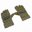 Тактичні рукавички повнопалі із захистом для полювання риболовлі активного відпочинку М зелені, фото 8
