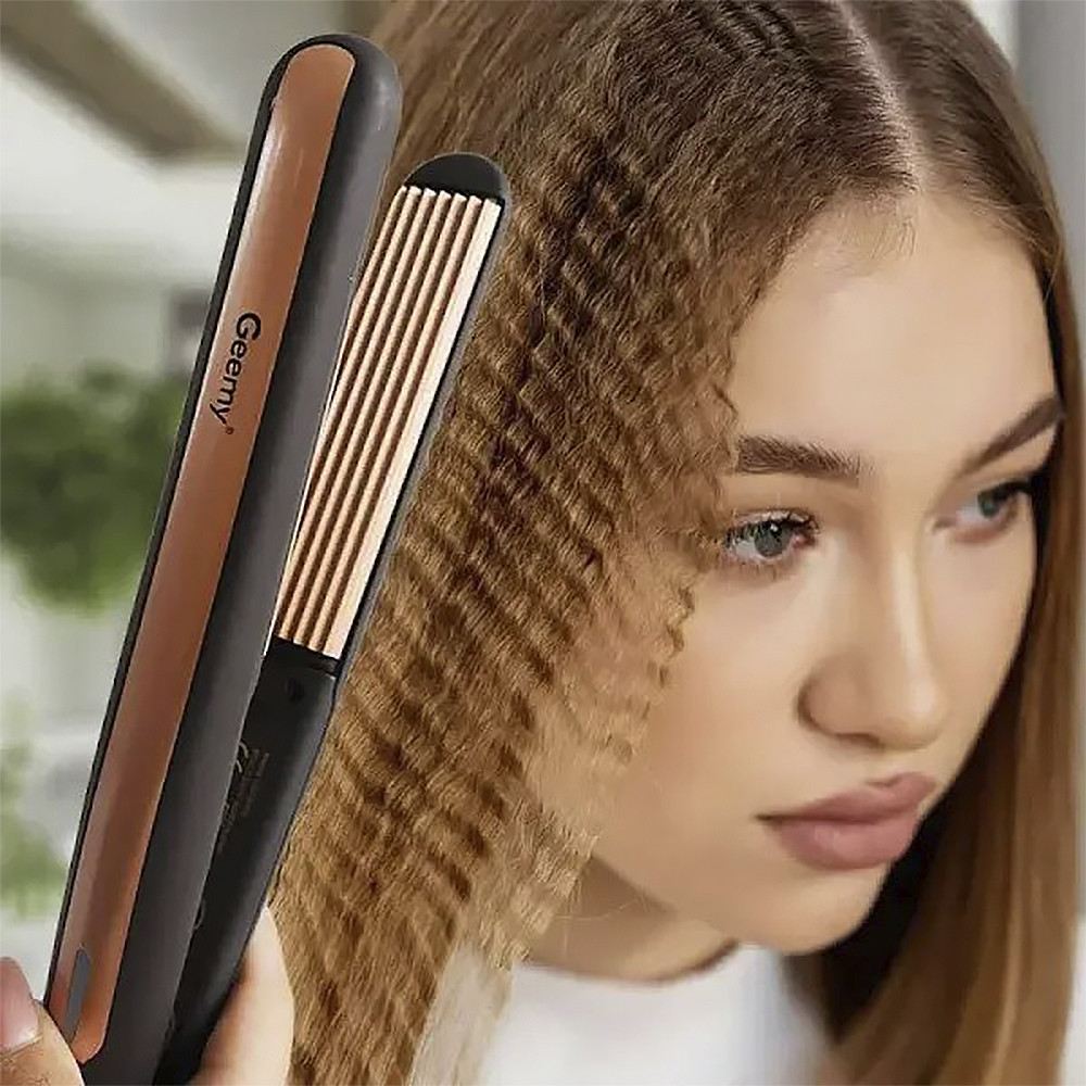 Плойка гофре Geemy GM-2955 для створення прикореневого об'єму та ефектних хвиль з турмаліновим покриттям, фото 1