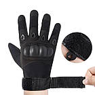 Тактичні рукавички повнопалі із захистом для полювання риболовлі та активного відпочинку чорні, фото 6