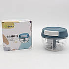 Механічний ручний подрібнювач XB-2082 для смузі та соусів з лезами з нержавіючої сталі 500 мл синій, фото 9