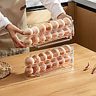 Органайзер для яєць двоярусна підставка для холодильника для зручного зберігання яєць на кухні., фото 3